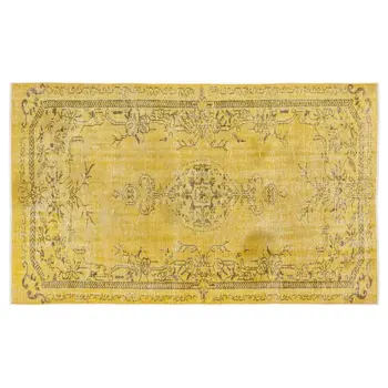 

Handmade Yellow Vintage Overdyed Turkish Area Rug 166x274 Cm-5'5''X8'12''