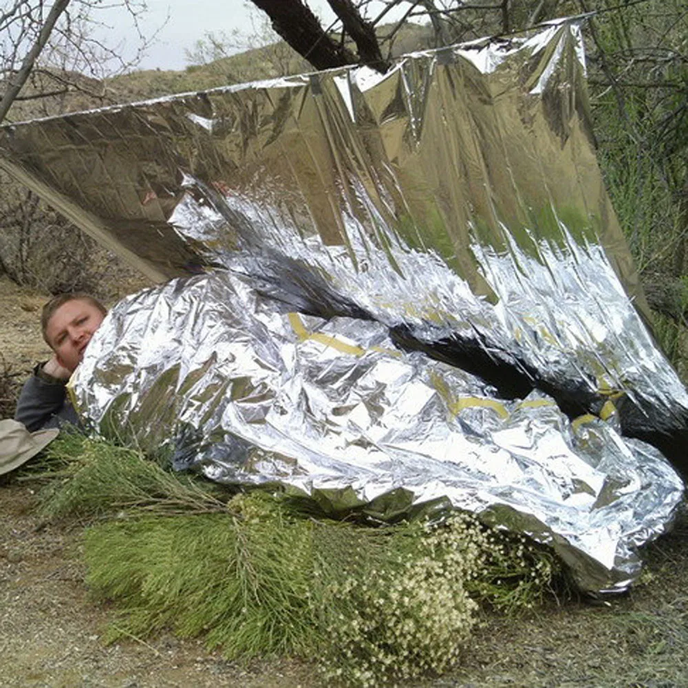 10 упаковок кенгуру аварийное термальное одеяло s Посеребренная алюминиевая пленка 130x210 полевое утепленное одеяло многофункциональное