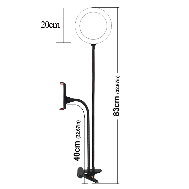 Универсальный кольцевой светильник для селфи с гибким держателем для мобильного телефона, настольная лампа с ленивым кронштейном, светодиодный светильник для офиса, кухни