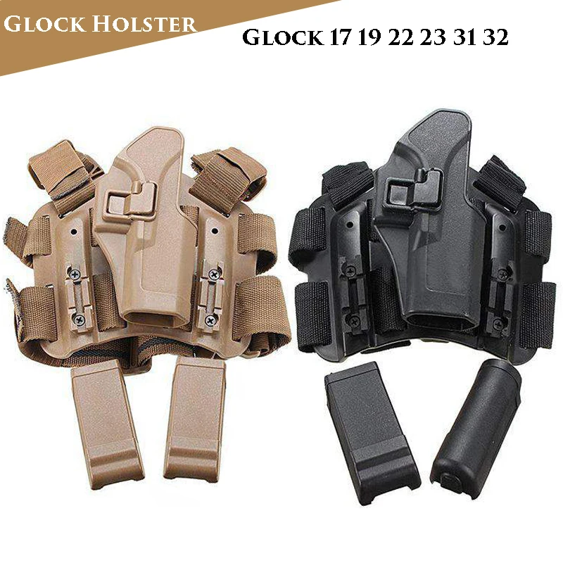 Military Glock Leg Holster Tactical Hunting Gun For 17 19 22 23 31 32 Accessories Right Hand Case | Спорт и развлечения