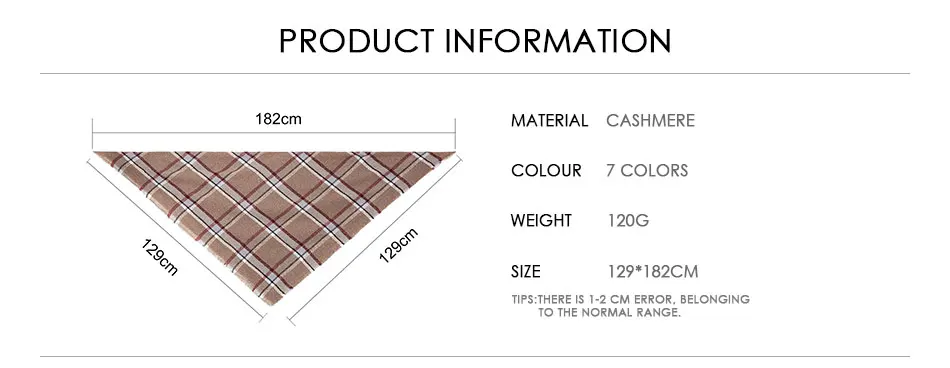Модный зимний шарф для женщин, зимний теплый шарф, шаль, Женский клетчатый треугольный шарф, аксессуары для одежды, шаль 182*129*129 см