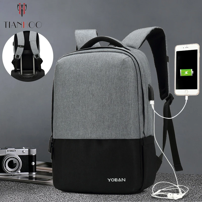 

TIANHOO High quality Casual Backpack Oxford Cloth Men's Fashion Wear Resistant Anti-theft USB Charging Backpacks