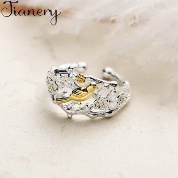 

JIANERY Retro Vintage Jewelry 925 Sterling Silver Bird Rings For Women Men Big Opening Antique Rings
