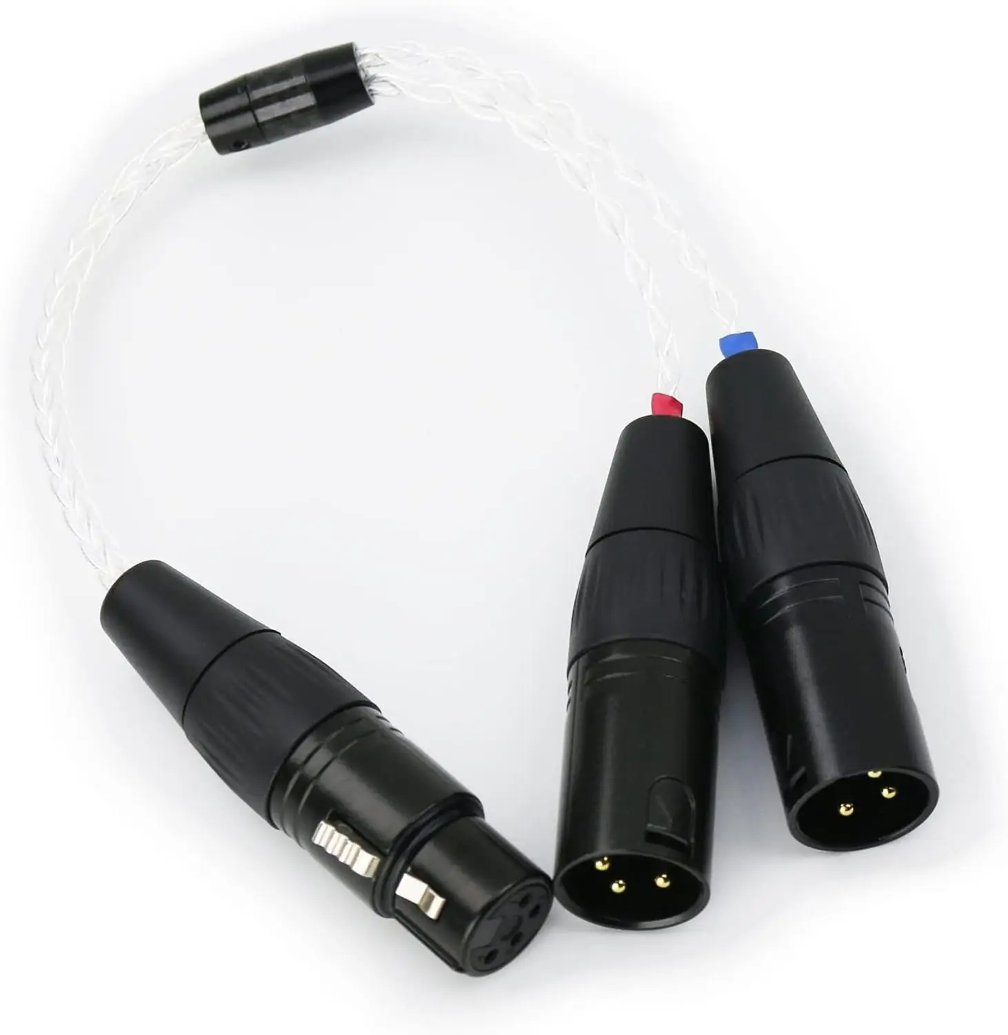 Audiocrast 8 Cores 7N OCC Silver Plated 4 pin XLR Female to 2x 3 pin XLR Male Balanced cable Headphone Audio Adapter