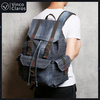 

Vintage Denim Men's Backpacks High Quality Travel Backpack for Men Trend Luxury Designer Backpack Fashion Drawstring Bag Unisex