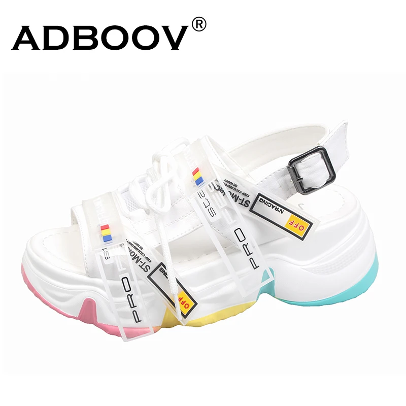 

ADBOOV Multicolor Sole Wedge Women Sandals PU Leather Thick Sole Platform Sandal Ladies