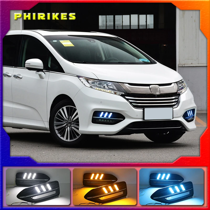 

For Honda Odyssey 2018 White Daytime light Yellow Turn Signal Light Blue Lamp Car LED DRL Daytime Running Light