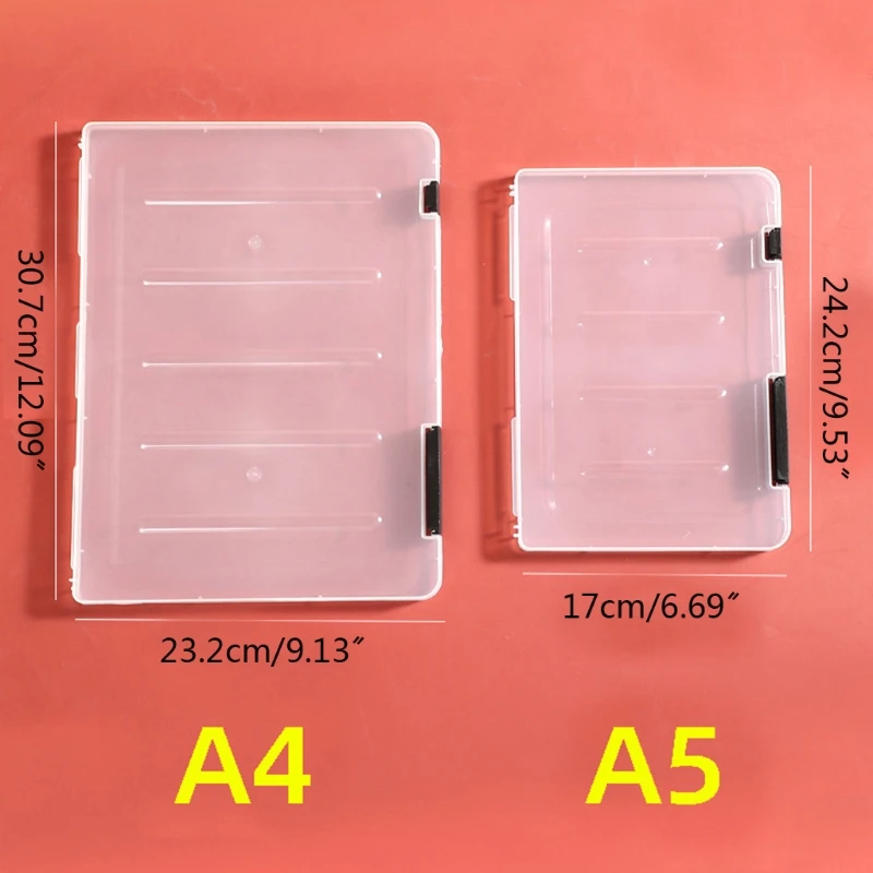 Portable File Box Transparent Plastic Box Office Supplies Holder Document Paper Protector Desk Paper Organizers Cases