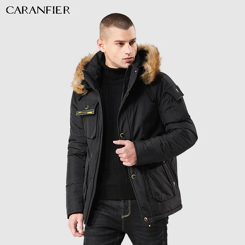 Новинка 2019 Зимняя Мужская парка CARANFIER куртка пальто Толстая с хлопковой