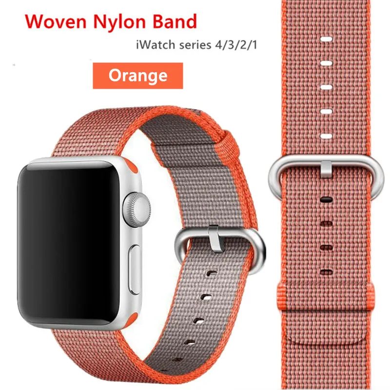 orange Нейлоновый ремешок для Apple Watch 44 мм 40 мм iWatch 38 мм 42 мм спортивный тканевый браслет для часов Apple watch 5 4 3 2 1 38 - Цвет ремешка: orange