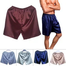

Men's Shorts Sleep Bottoms Sleepwear Men Underwear Solid Silk Satin Boxers Shorts Nightwear Pajamas Men Colthing