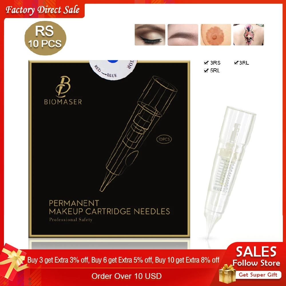 

Biomaser Professional Permanent Makeup Needles 3RS/5RS/7RS Cartridges Needles Tattoo Machine Pen High Quality