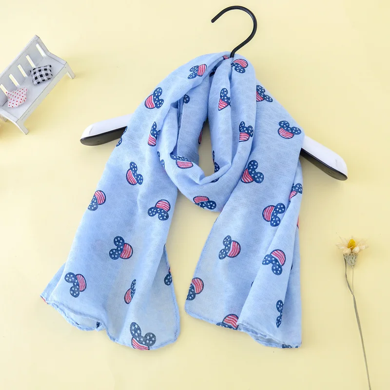 

140*40 Children's Spring and Autumn New Mickey Mouse Print Cotton Scarf Baby Bib Candy Color Children's Scarf Bib scarf for kids
