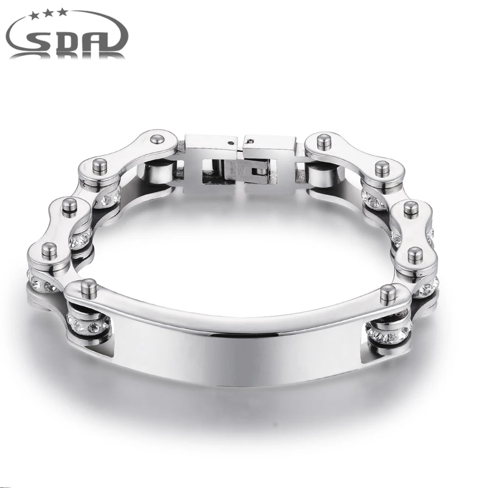 SDA Мужские Женские именные ID браслеты байкерские мотоциклетные цепи браслеты бесплатный логотип 10 мм ширина 316L Нержавеющая Сталь Ювелирные изделия цепь