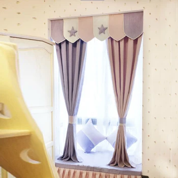 

Contrast Star Nordic Children's Room Boy Room Princess Room Bedroom Study Blackout Bay Window Curtain Custom Short Curtain