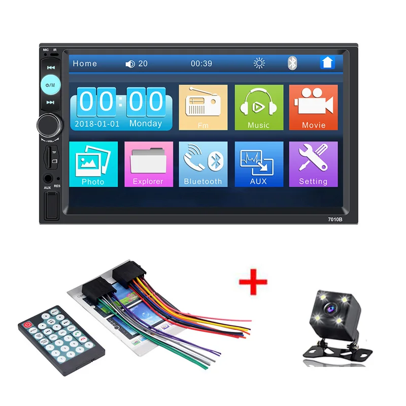 2 din автомагнитола HD " сенсорный экран mirrorlink MP5 плеер сабвуфер Авторадио Bluetooth Камера заднего вида магнитофон 7010B TF - Цвет: with camera