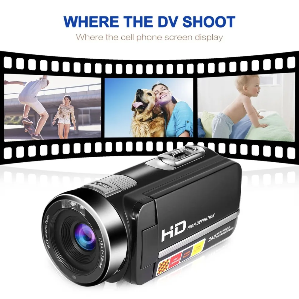 5,0 M HD КМОП-сенсор 3,0 дюймов TFT Flash Цифровой Камера 24,0 MP FHD ЖК-дисплей вращения Экран цифровой Камера с 16X цифровой зум