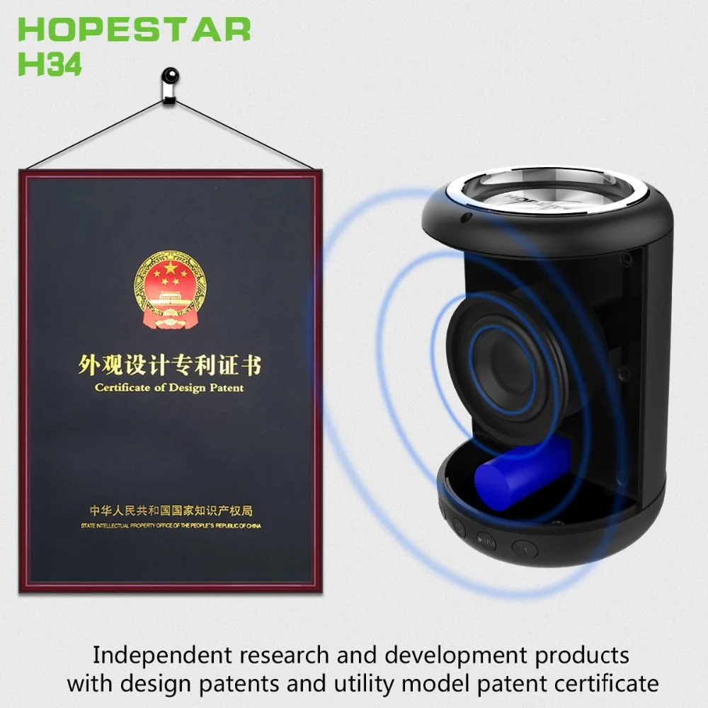HOPESTAR H34 Bluetooth динамик 1200 мАч портативный беспроводной громкоговоритель звук системы стерео Открытый 18650 музыкальный mp3-плеер