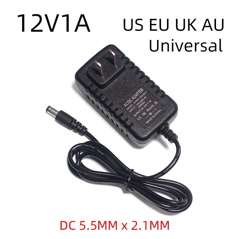 

Ac100-240v 12v 1a 12w Dc Ac Adapters Dc12v Us Eu Uk Au Plug Universal Power Adapter Supply for Cctv LED light strips