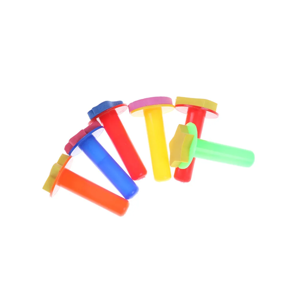 6pcs/Set Plastic Sponge Painting Brush Children Painting Brush Flower Stamp Children DIY Graffiti Drawing Brush