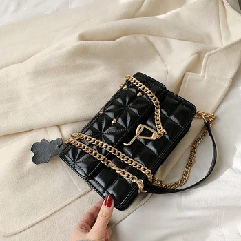 

Fashion Female Shoulder bags PU leather women's Crossbody bag Luxury designer Lingge Handbags Chains sheepskin Totes 2019