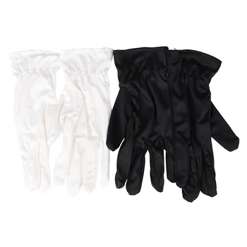 

2Pair Thin Stretch Etiquette Short Gloves Black White Spandex Sports Driving Sun Protection Five Fingers Gloves