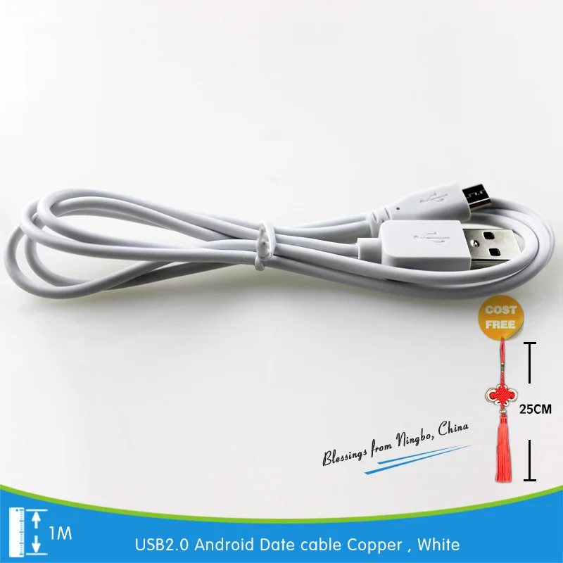 2 шт. 1 м белый микро USB2.0 кабель передачи данных для аndroid бескислородный медный проводник ПВХ с REACH/ROHS для всех Android ячеек линия передачи данных - Цвет: Белый