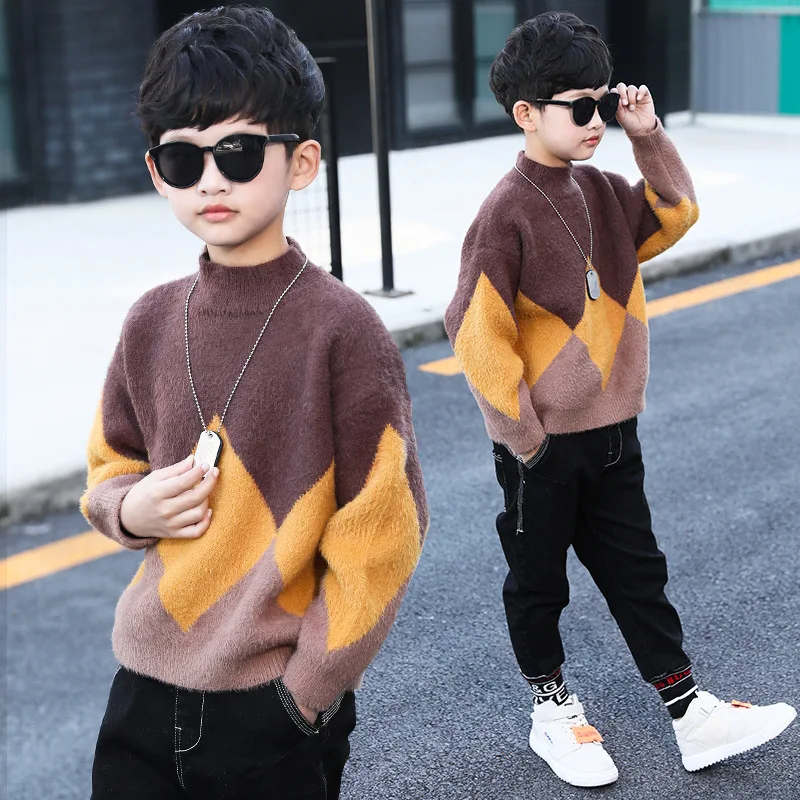 

Teens Boys Winter Turtleneck Warm Knitted Sweater For Boys Pullovers Jumpers Clothes Tops New 2019 5 6 8 9 10 11 12 14 16 Years
