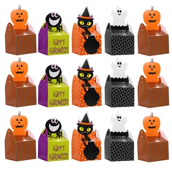

32Pcs Halloween Handhold Gift Box Paper Durable Lovely Halloween Candy Box For Party Gift Candy Package Favours Candy Boxes