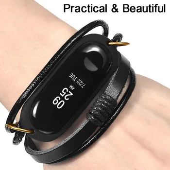 

Quick Release SmartWatch Fashion Accessories Leather Bracelet Strap Weave Braided Bracelet Replacement For Xiaomi Mi Band 3
