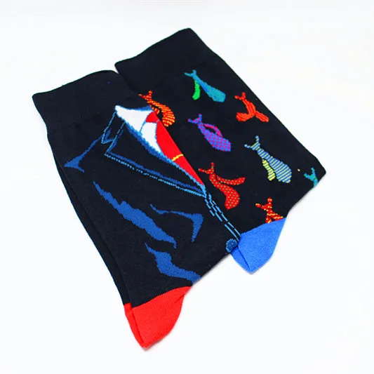 Длинные хлопковые носки мультфильм абстрактная серия картин Мужская мода 19 красивые носки логотип левая и правая ноги разные стили