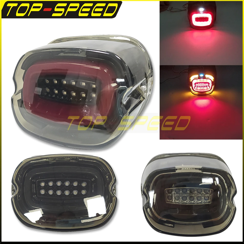 12v Led Integrated Tail Light Black/chrome Housing Smoke/red Lense