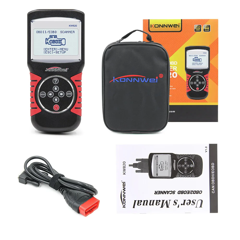 KONNWEI KW820 Автомобильный сканер многоязычный OBDII EOBD диагностический инструмент Автомобильный сканер ошибок код считыватель диагностический сканер PK KW850