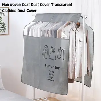 

Non-woven Coat Dress Dust Cover Transparent Clothing Hanging Protective Cover for Household Wardrobe Clothes Organizer 30E