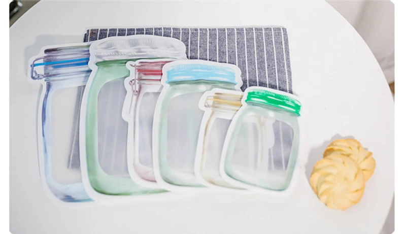 10 шт Mason Jar, сумка для хранения продуктов, сумка для хранения закусок, пищевая посылка, толстые пакеты на молнии с застежкой-молнией, многоразовые герметичные влагостойкие сумки