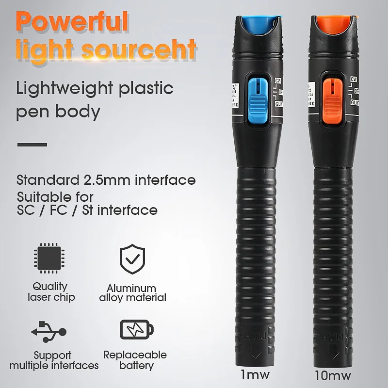 

MAYTO Plastics Red Laser Light Fiber Optic Cable Tester Visual Fault Locator Checker optical power meter 5KM 10KM