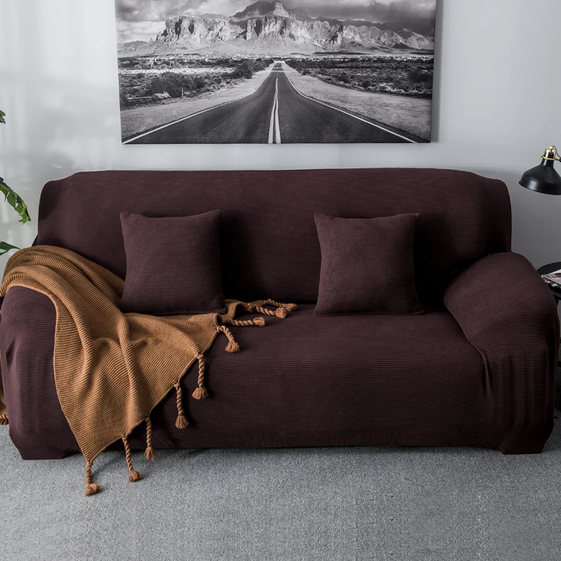 Флисовый чехол для дивана универсальный чехол для дивана сплошной цвет эластичный чехол нескользящий полный Чехол для дивана - Цвет: 5