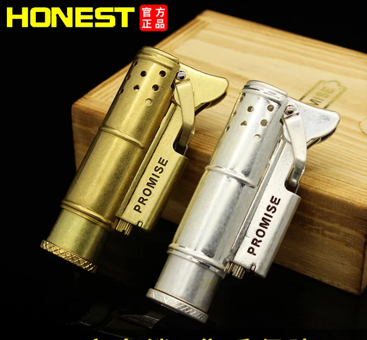 PROMISE trench латунная медная керосиновая зажигалка; ностальгическая Механическая ветрозащитная бензиновая зажигалка