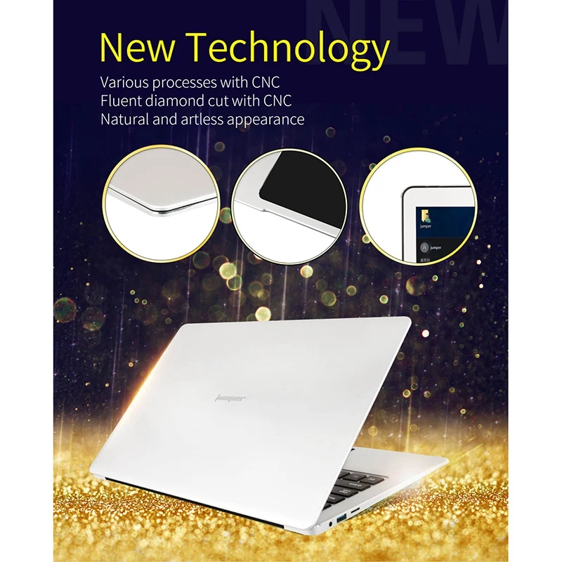 Jumper Ezbook 3 Pro Windows 10 Laptop 13.3 inch Fhd Bezel-Less, Intel Slim Ultrabook Portable, 6Gb Ram 64Gb Rom, Metal Shell Lig