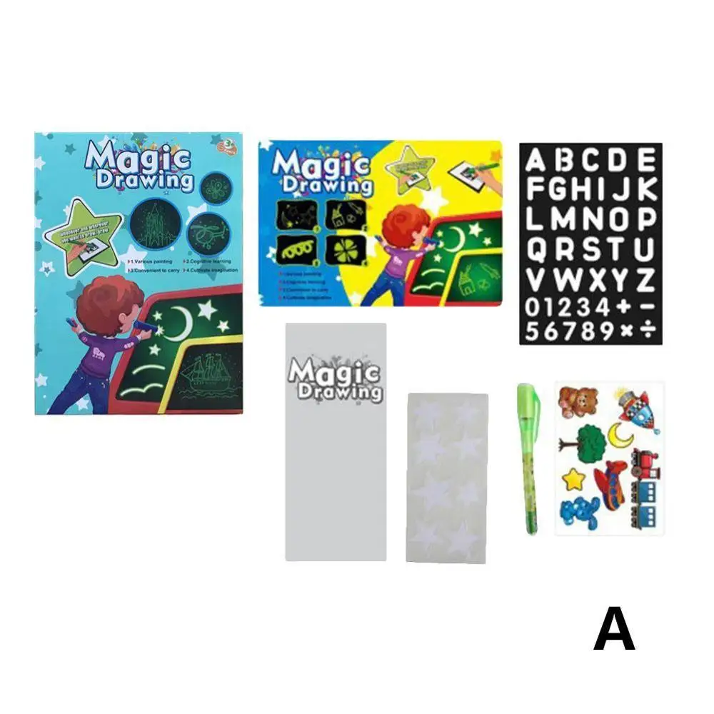 A3 Blue A4 A3 A5 Reusable Magic Book Board Tablet Set Kids Drawing Toys Draw with Light In Dark Children Fun Developing Supplies - Цвет: A3 Blue