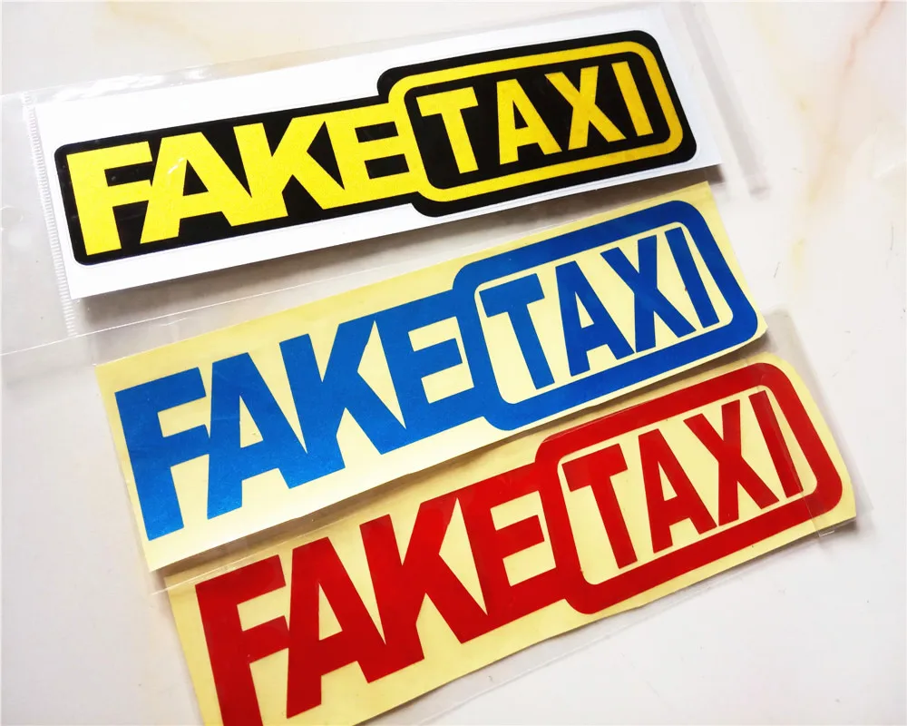 4 шт. предупреждающий, светоотражающий поддельный такси забавные виниловые трафареты водонепроницаемые FAKETAXI наклейки на окна автомобиля 20x5 см