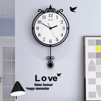 

Nordic Style Hanging Wall Clock DIY Mirror Stickers Modern Design Swing Quartz Needles Silent Wall Watch Home Living Room Decor