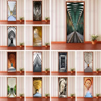 

Creative Door Stickers European Architecture Self-adhesive Wallpaper Bedroom Door DIY Decorative Waterproof Poster For Bedroom