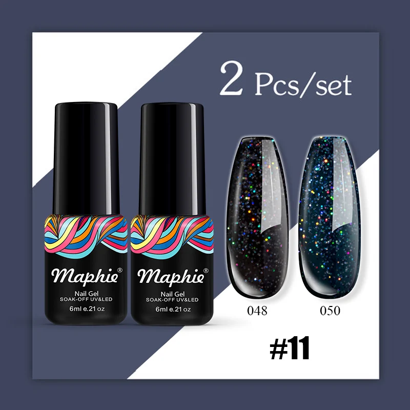 11 Maphie, 2 шт./лот, набор гель-лаков, блестящий Гель-лак для ногтей, впитываемый базовый верхний слой, долговечный Блестящий цветной гель, необходимое базовое верхнее покрытие - Цвет: 11