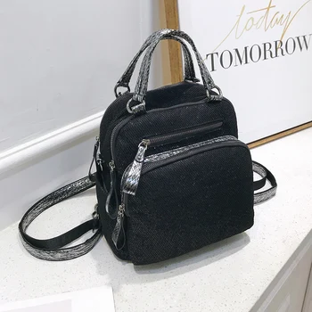 

Backpack for Women Leather Trend Backpack Sequin Decoration Bag Multi-function Student Girl Primary School Bag Mini Travel Bag