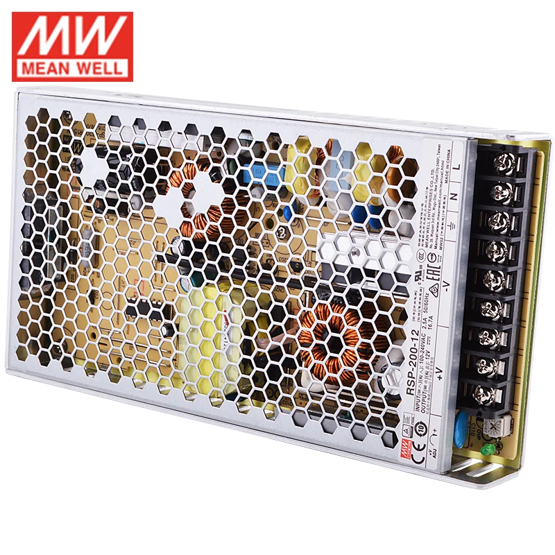 MEAN WELL RSP-200 импульсный источник питания 4 в 5 в 7,5 в 12 В 24 в 27 в 36 в 48 В DC 200 Вт Meanwell трансформатор активный PFC заменить SP-200