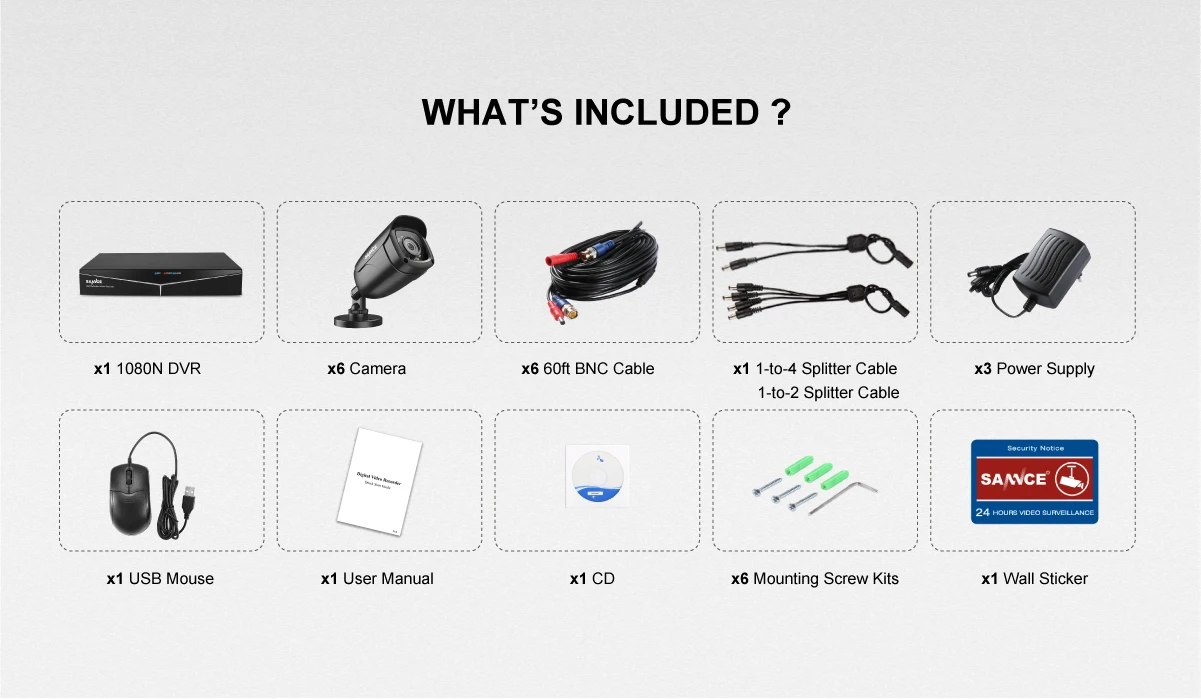 SANNCE 8CH 1080 P HDMI выход CCTV системы 6 шт. 720 TVI дома камеры видеонаблюдения системы безопасности водостойкий ИК ночного товары теле и