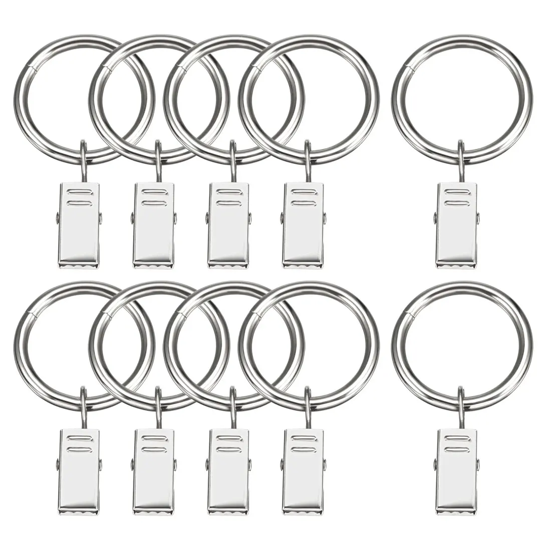 

uxcell Curtain Rings with Clips Strong Decorative Metal Drapery Shower Rustproof 1.02" Interior Diameter Silver 10pcs