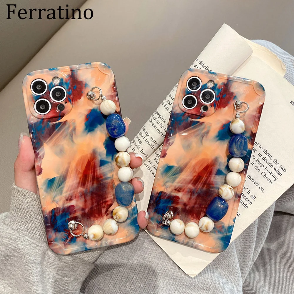 Luxury Vintage Amber Agate Chain Wrist Bracelet Soft Case for iPhone 12 Pro Max MiNi 11 X XS XR 7 8 Plus SE 2020 Cover | Мобильные