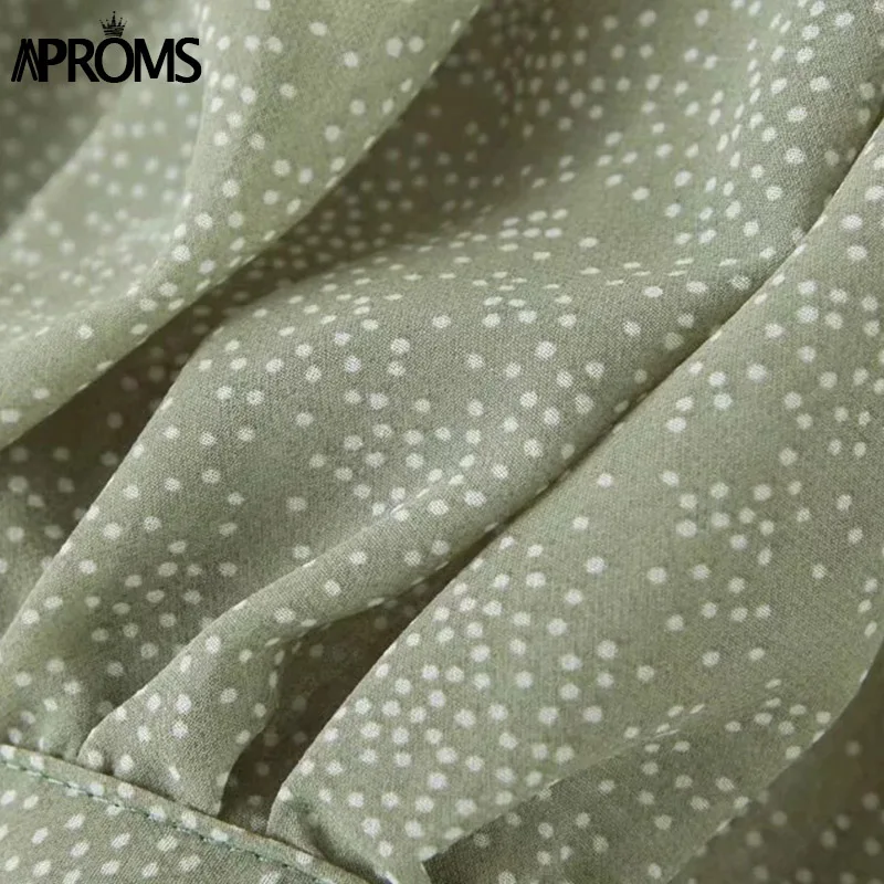 Aproms, шифоновая блузка в мелкий горошек, рубашка, женская, элегантная, длинный рукав, галстук-бабочка, с рюшами, топ, осень, плиссированный пуловер, рубашка